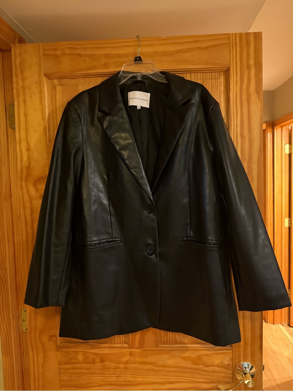 Rebecca Minkoff Black Leather Tailored Blazer